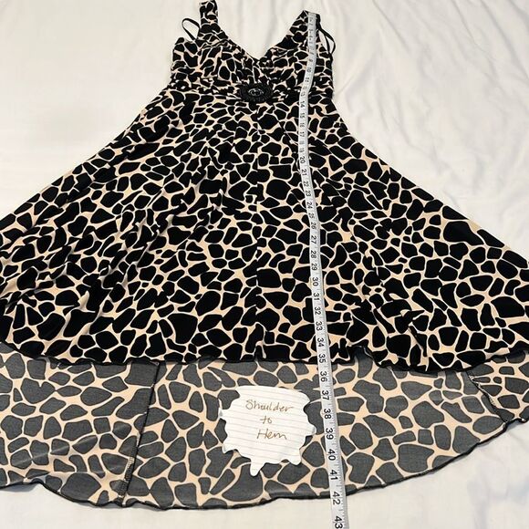 Enfocus Studio sz4 Elegant Black & Cream Animal Print Sleeveless high low Dress - Picture 11 of 12